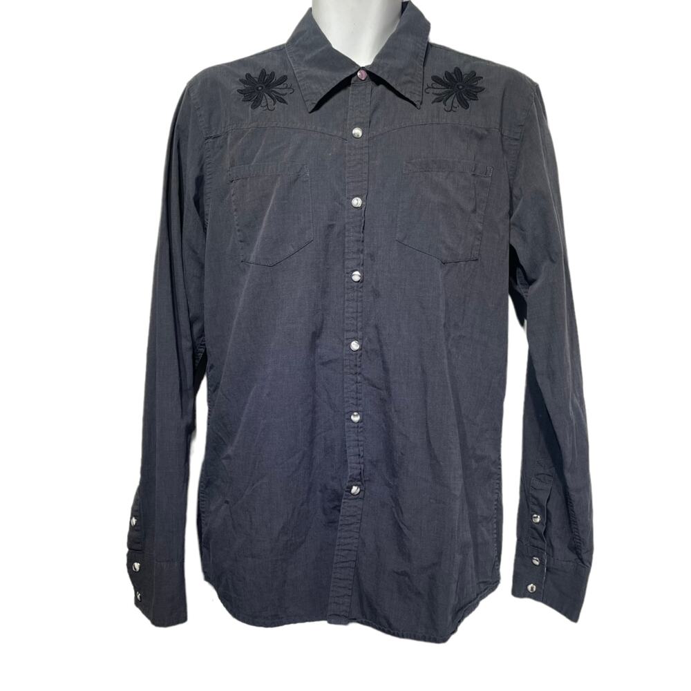 chip pepper Western embroidered long sleeve snap button shirt Size M